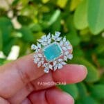Kavya-Zirconia-Ring-Mint-Green-04 Kavya Mint Green Zirconia Women Ring