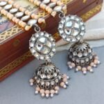 Light-Orange-Black-Metal-Jhumka-01 Light Orange Black Metal Jhumka