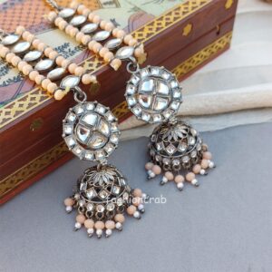 Light Orange Black Metal Jhumka