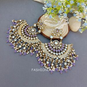Meera Chandbali Earrings - Lavender