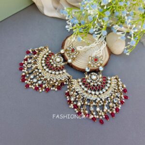 Meera Chandbali Earrings - Pink