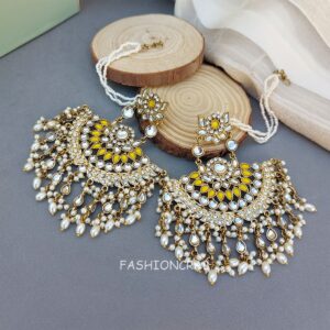Meera Chandbali Earrings - Yellow