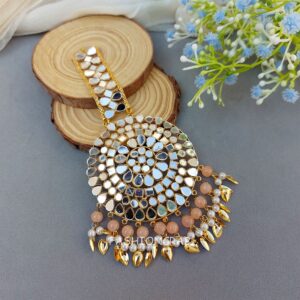 Mirror Maang Tikka -Peach