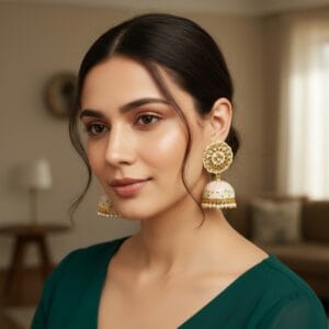 Nayanthara Jhumka Earrings - Light Pink