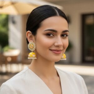 Nayanthara Yellow Jhumka Earrings