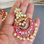 Dark Pink Meenakari Earrings