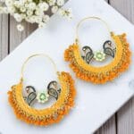 Orange Pearl Hoop Earrings for Lehenga