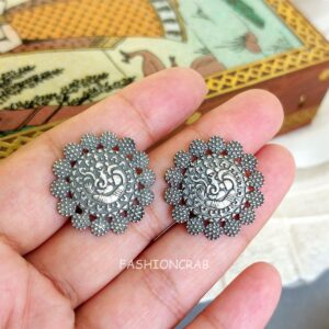 Oxidised Ganpati Earrings