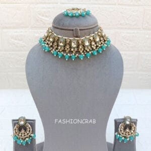 Pari Kundan Choker Set Blue