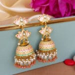 Peach-Meenakari-Lotus-Jhumka-Earring-for-Wedding-01 Peach Jhumka for Wedding