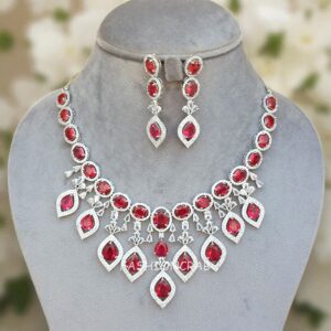 Pink AD Jewellery Set