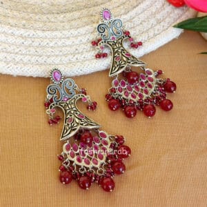 Saira Brass Earrings - Pink