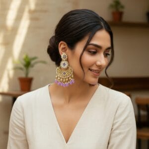 Priyanka Chandbali Earrings - Lavender