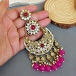 Priyanka Chandbali Earrings - Pink