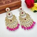 Priyanka Chandbali Earrings - Pink