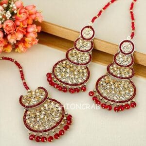Rani Maang Tikka Set – Maroon
