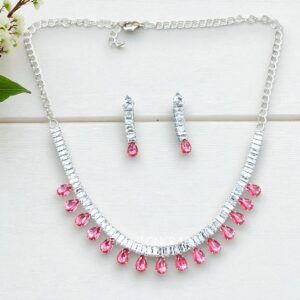 Riddhi Pink AD Necklace Set