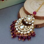 Rihanna Maangtikka with Earrings - Wine