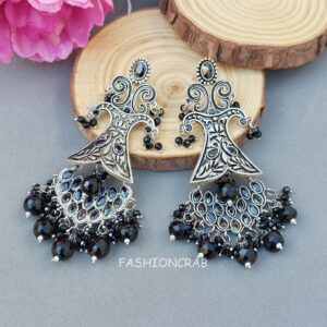 Saira Brass Earrings - Black