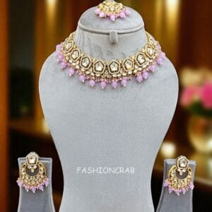Sana Kundan Necklace Set - Lavender