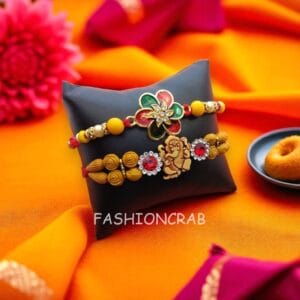 Set of 2 Ganesha and Floral Rakhi