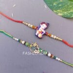 Set-of-2-Stylish-Bal-Hanuman-and-Peacock-Rakhi-02 Set of 2 Stylish Bal Hanuman and Peacock Rakhi