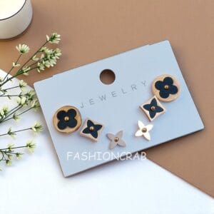 Set of 3 Anti Tarnish Earrings- Rose Gold