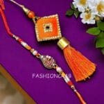 Shree-Rakhi-with-Orange-Tassel-Lumba-04 Shree Rakhi with Orange Tassel Lumba