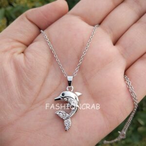 Silver Colour Dolphin Pendant Chain