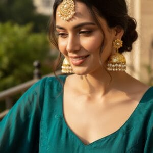 Sitara White Traditional Jhumka