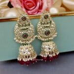 Soundarya-Kundan-Jhumka-Earrings-Wine-01 Soundarya Kundan Jhumka Earrings - Wine