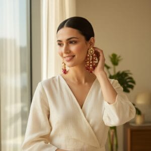 Tehnaaz Pink Kundan Earrings