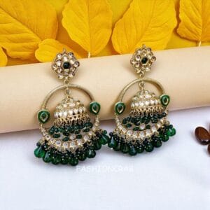 Vaani Jhumka Earrings Green