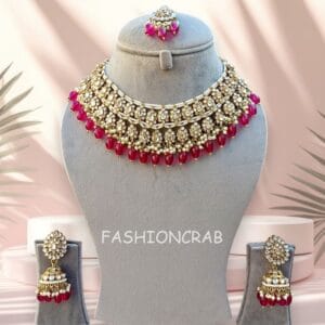 Wine Color Bridal Kundan Jewellery Set