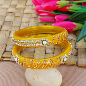 Yellow Glass Kada Bangles