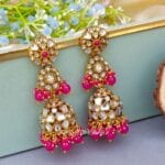 Zainab Pink Kundan Jhumka Earrings