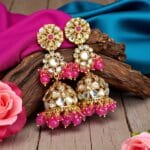 Zainab Pink Kundan Jhumka Earrings