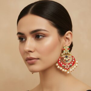Dark Pink Meenakari Earrings