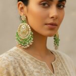 Green-Mirror-Earrings-with-Tikka-05 Green Mirror Earrings with Tikka