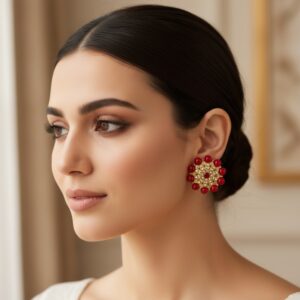 Jasmine Stud Earrings - Maroon