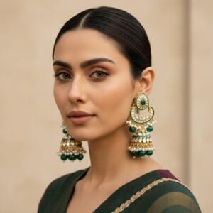 Meera Green Kundan Jhumka