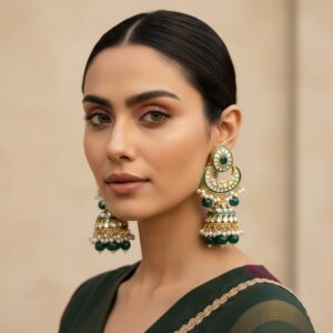 Meera Green Kundan Jhumka