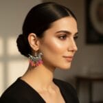 Oxidized Earrings Pink Pearl