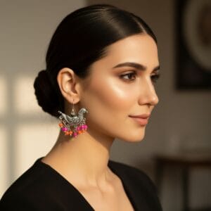 Oxidized Earrings Pink Pearl