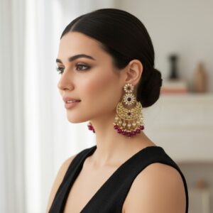 Priyanka Chandbali Earrings - Wine