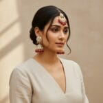 Rihanna Maangtikka with Earrings - Pink