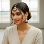 Rihanna Maangtikka with Earrings - Wine