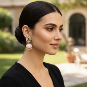 Vaanee Small Jhumka Earrings - Light Pink