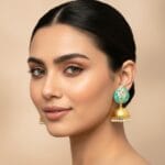 Alia Mint Green Meenakari Jhumka Earrings