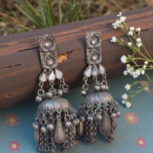 Celebrity Jhumka Mirror Oxidised Earrings